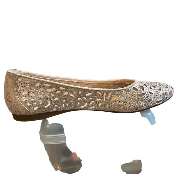 Alex Marie Altana Rose Gold Metallic Laser Cut Flats with Rhinestones Size 7.5 - Picture 10 of 11